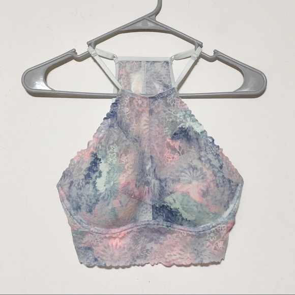 VS Pink High Neck Lace Bralette - Picture 1 of 9